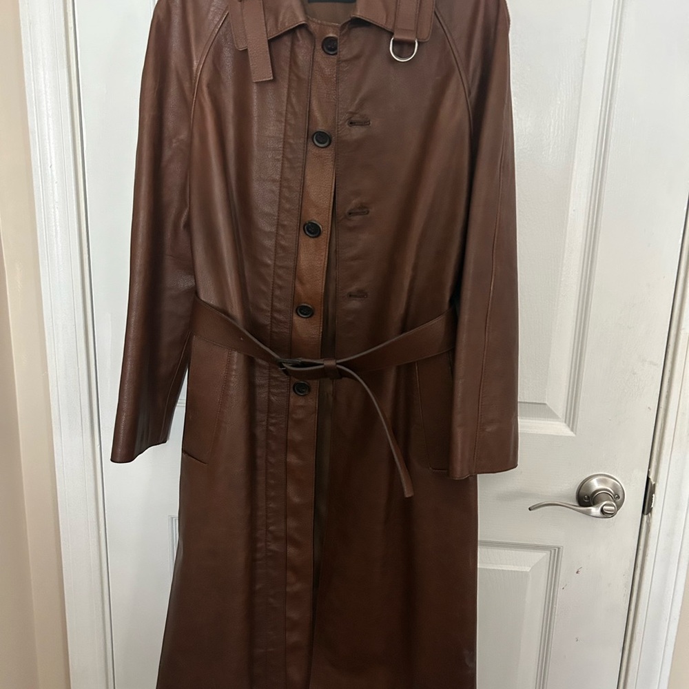 Prada Tan Leather Trench Coat